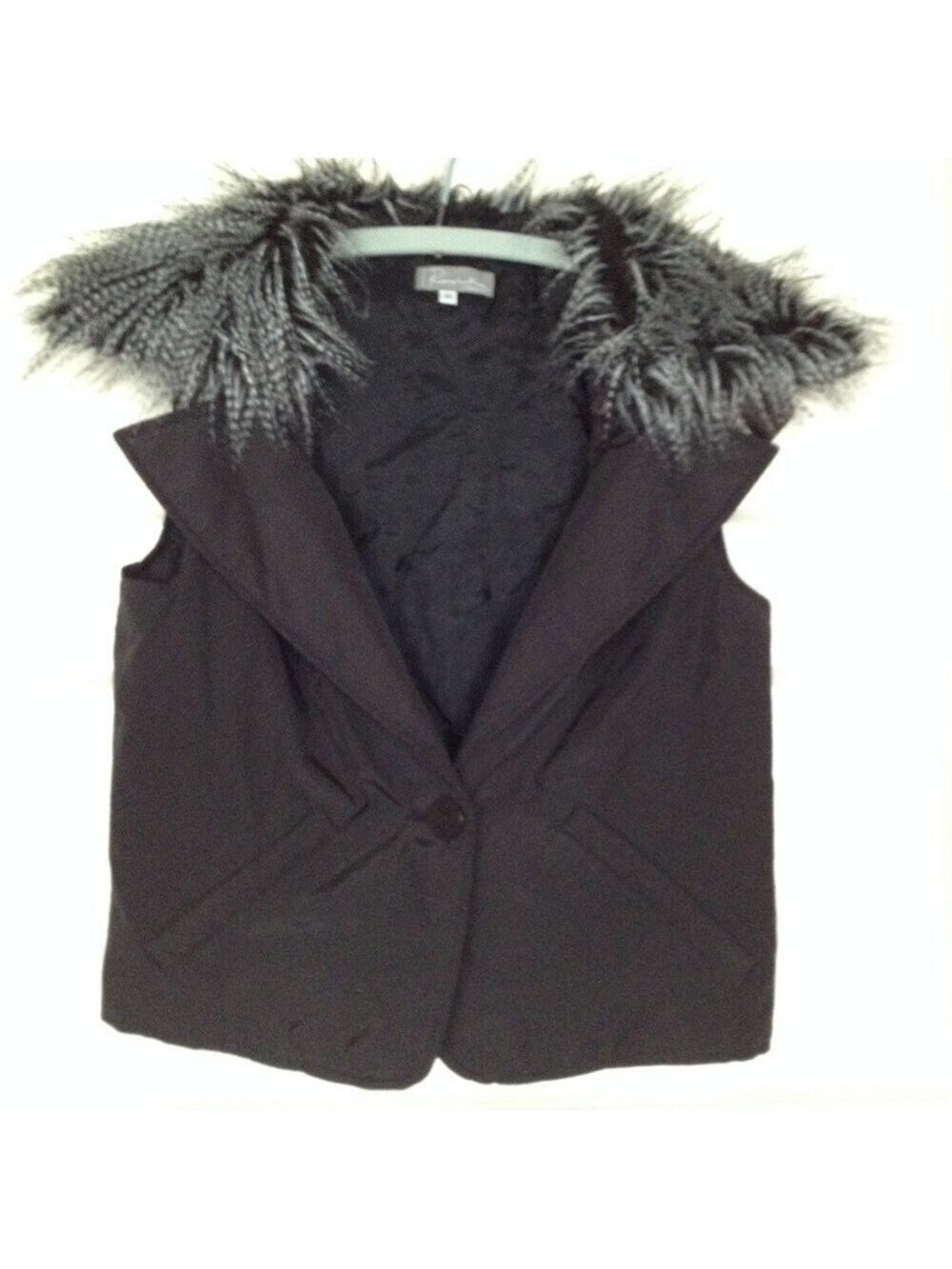 Rodika Zanian Paris Faux Fur Collar Crop Puffer Vest
